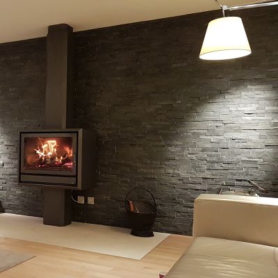 Thin Stone Cladding Black Slate 40x10cm - Alternative Image