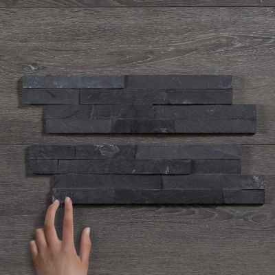 Thin Stone Cladding Black Slate 40x10cm