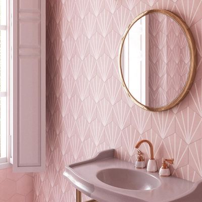 Lilypad Hexagon Rosa Matt Porcelain Tile 23x20cm - Alternative Image