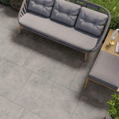Outdoor Lime Grey Limestone-Effect Matt Porcelain Tile 90x60cm - Alternative Image