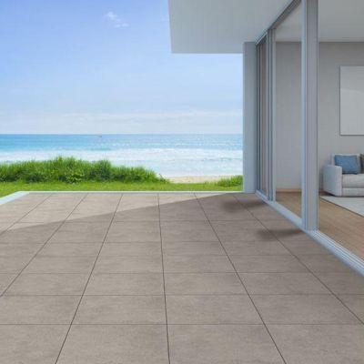 Outdoor Ocean Silver Concrete-Effect Matt Porcelain Tile 60x60cm - Alternative Image