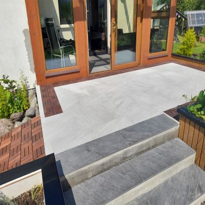 Outdoor Shiva Silver Limestone-Effect Matt Porcelain Tile 60x60cm - Alternative Image
