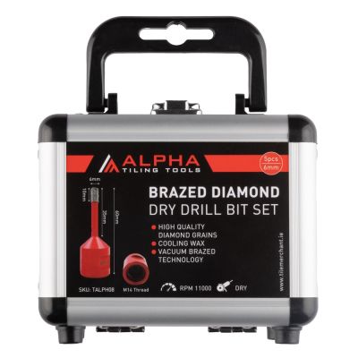 Alpha M14 Diamond Dry Drill Bit 5 Piece Set 6mm