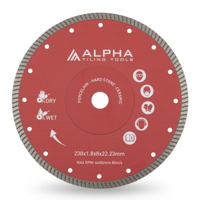 Alpha Super Thin Turbo Diamond Blade 230x22.23mm - 10mm Tiles - Alternative Image