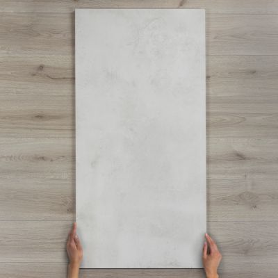 Arkana Bianco Concrete-Effect Polished Porcelain Tile 120x60cm