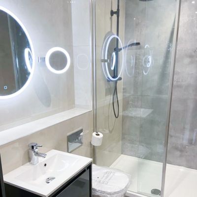Arkana Crema Concrete-Effect Polished Porcelain Tile 120x60cm - Alternative Image
