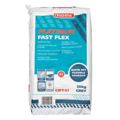 Evo-Stik Platinum Rapid-Set Flexible Tile Adhesive Grey 20kg