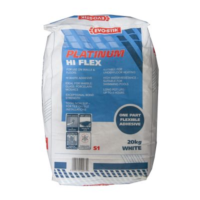 Evo-Stik Platinum Tile Adhesive Slow-Set Hi-Flex White 20kg
