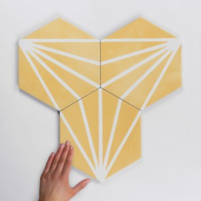 Lilypad Hexagon Amarillo Matt Porcelain Tile 23x20cm
