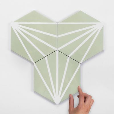Lilypad Hexagon Verde Matt Porcelain Tile 23x20cm