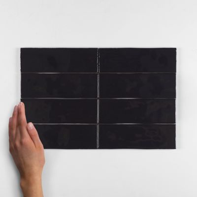 Metro Borgo Noir Gloss Porcelain Wall Tile 20x6.5cm