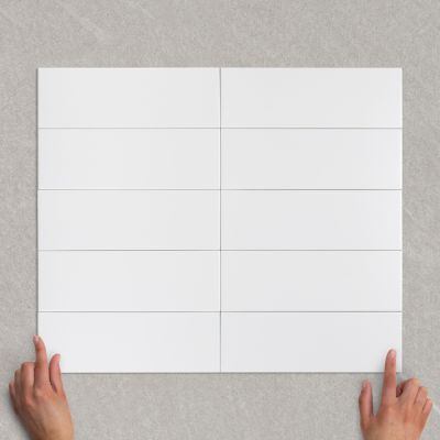 Metro XL White Flat Ceramic Matt Tile 30x10cm