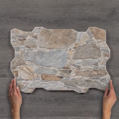 Muralla Stone-Effect Porcelain Ocre Tile 60x40cm