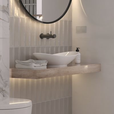 Nara Gris Gloss Ceramic Wall Tile 30x7.5cm - Alternative Image