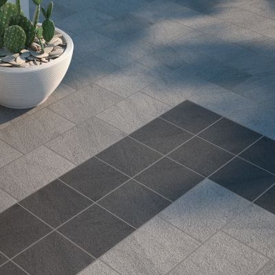 Outdoor Porcelain Cobble Aran Black Natural Tile 20x20cm - Alternative Image