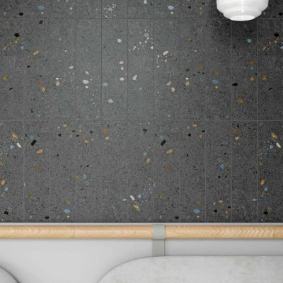 Terrazzo Ceramic Matt Wall Tile Grafito 30x7.5cm - Alternative Image