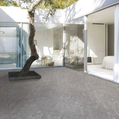 Outdoor Solas Grey Limestone-Effect Matt Porcelain Tile 90x60cm - Alternative Image