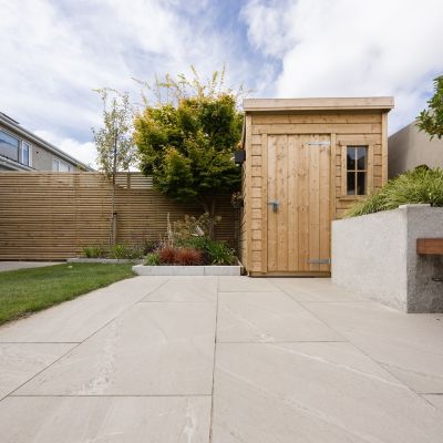 Outdoor Berlin Taupe Limestone-Effect Matt Porcelain Tile 120x60cm - Alternative Image