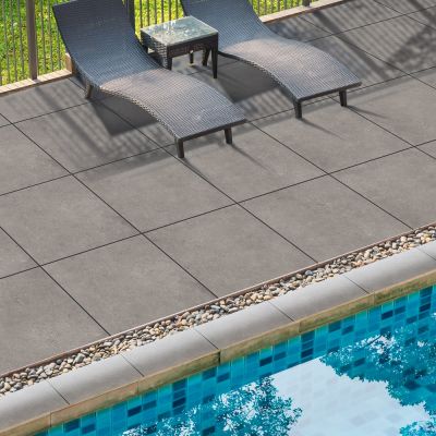 Outdoor Ocean Grey Concrete-Effect Matt Porcelain Tile 60x60cm - Alternative Image
