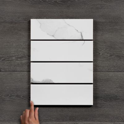 Angelina Bianco Carrara Metro Flat Gloss Tile 30x10cm