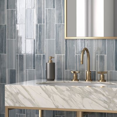 Metro Iceberg Blue Gloss Ceramic Wall Tile 22.5x7.5cm - Alternative Image