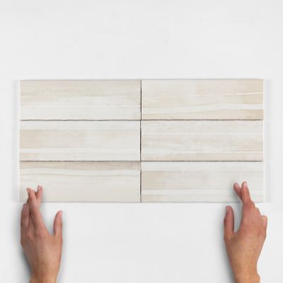 Metro Iceberg Cream Gloss Ceramic Wall Tile 22.5x7.5cm