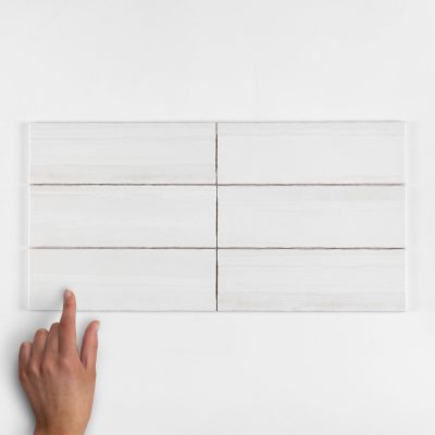 Metro Iceberg White Gloss Ceramic Wall Tile 22.5x7.5cm