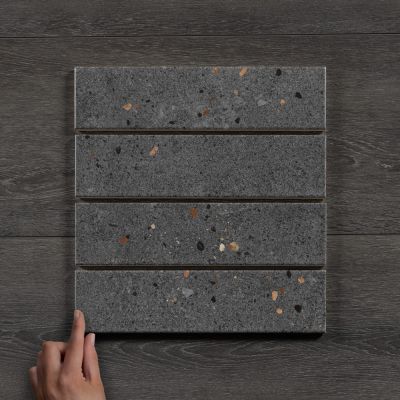 Terrazzo Ceramic Matt Wall Tile Grafito 30x7.5cm