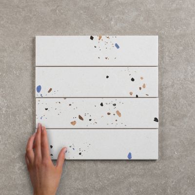 Terrazzo Ceramic Matt Wall Tile Pearl 30x7.5cm