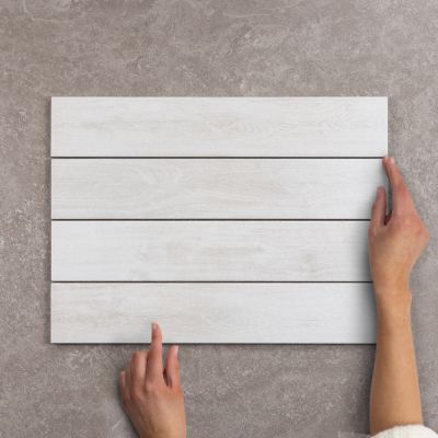 Yosemite Wood-Effect Blanco Placket Matt Porcelain Tile 44x8cm