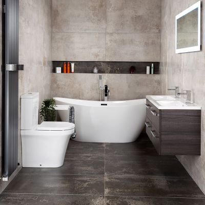 Rimini Black Semi-Lustre Porcelain Tile 120x60cm - Alternative Image