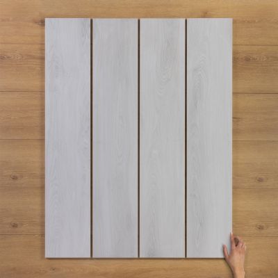 Green Heart White Wood-Effect Matt Porcelain Tile 120x23cm