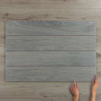 IWood Smoke Wood-Effect Matt Porcelain Tile 90x15cm