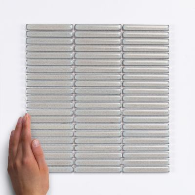 Light Grey Kit Kat Gloss Porcelain Mosaic Tile 28.4x29.8cm