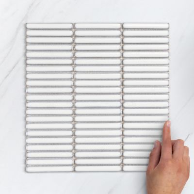 White Kit Kat Gloss Porcelain Mosaic Tile 28.4x29.8cm