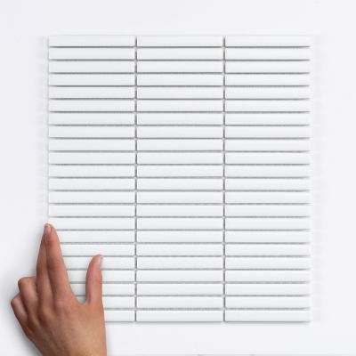 White Kit Kat Matt Porcelain Mosaic Tile 28.4x31cm