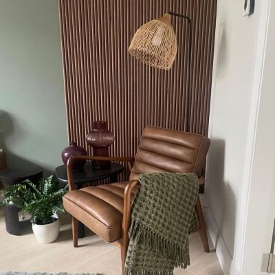 18mm Woodlux Bamboo-Effect Wall Panel Walnut 275x15cm - Alternative Image
