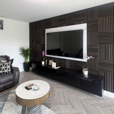 21mm Acoustic Slat Wall Panel Wenge 60x60cm - Alternative Image